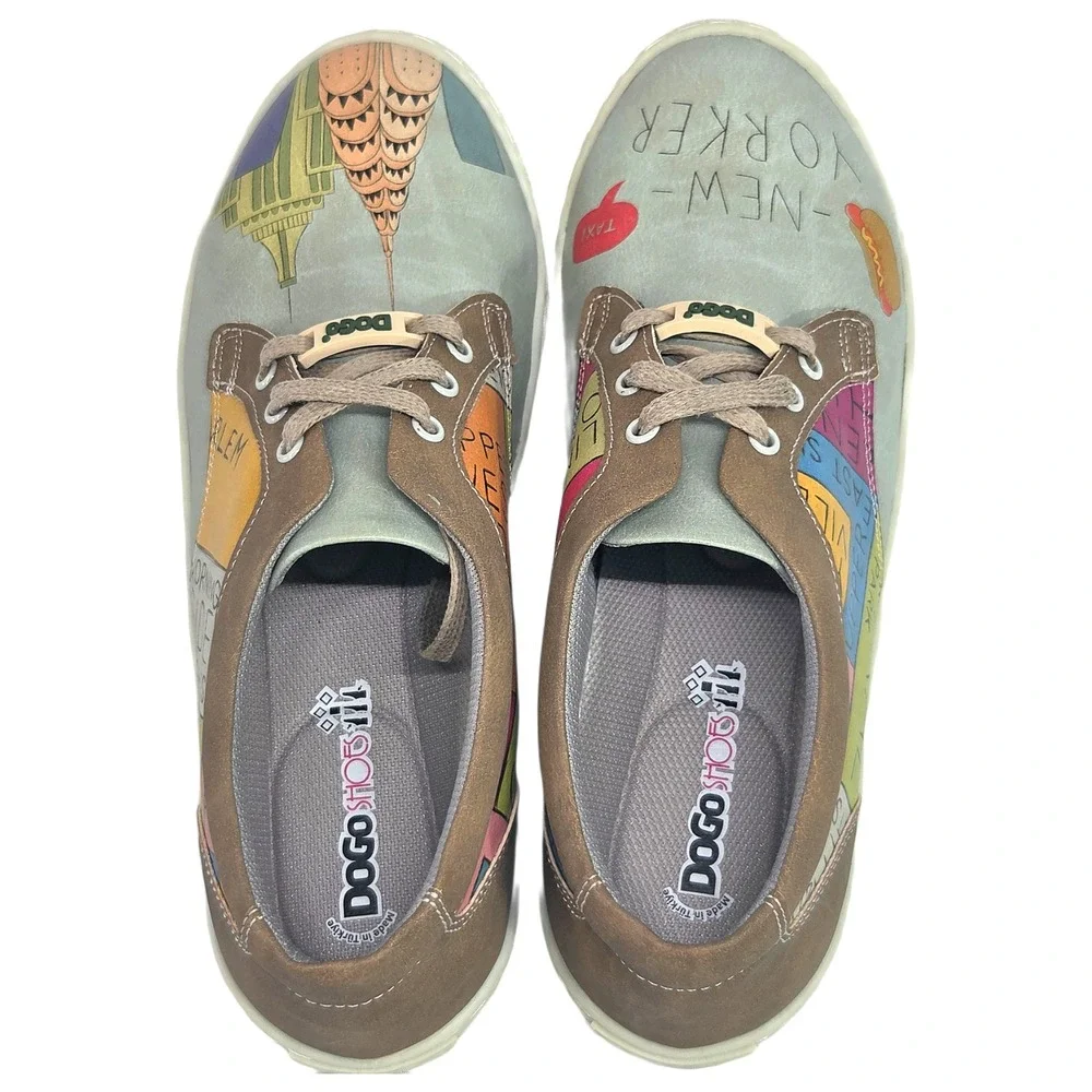 DOGO New York Graphic Sneakers US 8.5 EU 39 Travel Aesthetic Casual Shoes